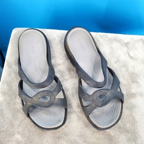 CROCS black rubber slides 7 - Picture 1 of 9